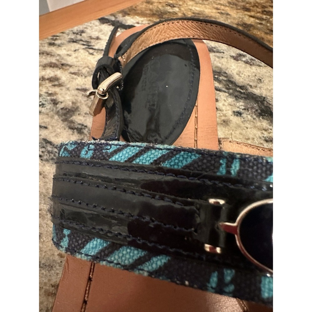 Coach Sammy Thong/flip Flop Sandals 8.5 Blue Pattern Summer Chic - Picture 5 of 13